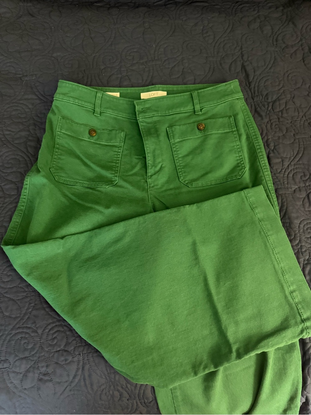 LOFT High Rise Wide Leg Green Pants Size 12
